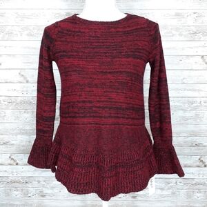 Style & Co Peplum Sweater PP Black Red 354